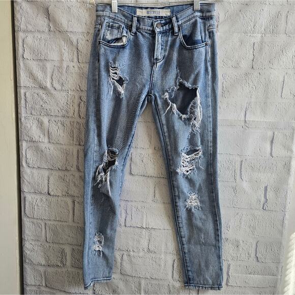 Brandy Melville Light Wash Distressed Skinny Jeans Women's 24 - Picture 1 of 12